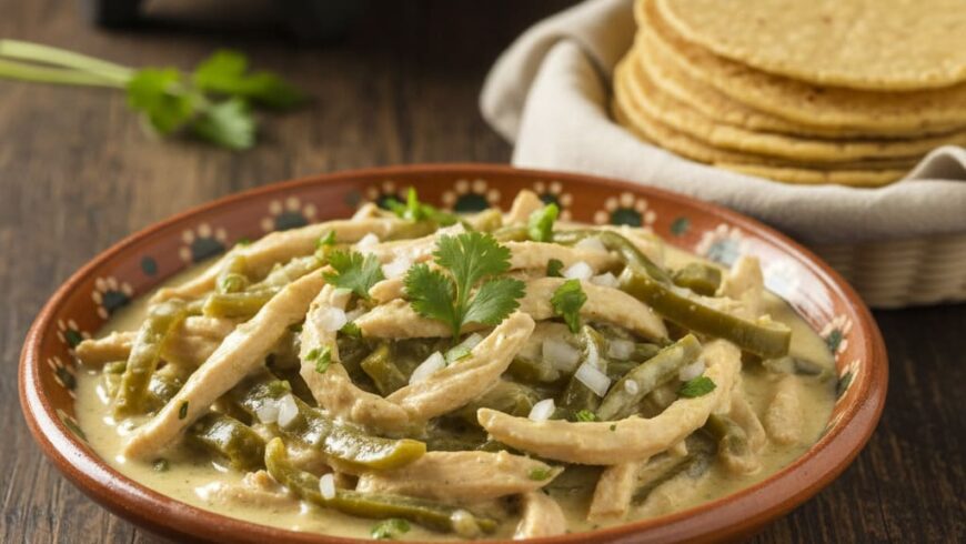 Pollo en rajas con crema