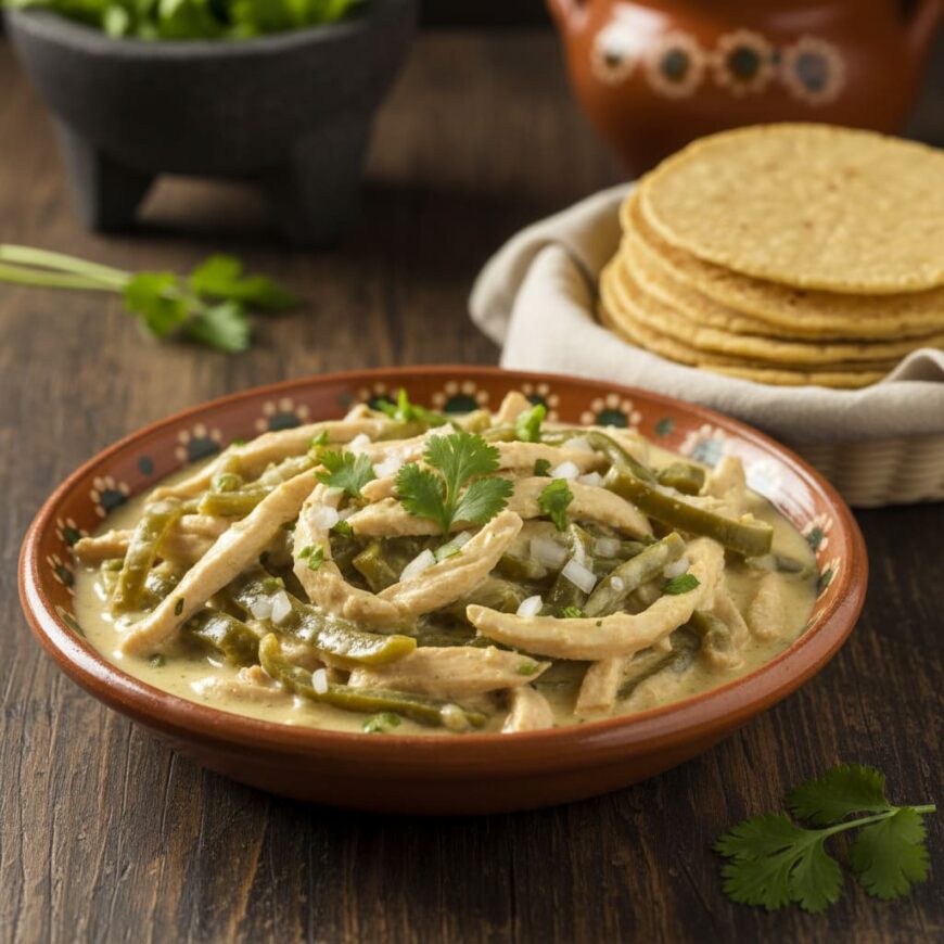 Pollo en rajas con crema