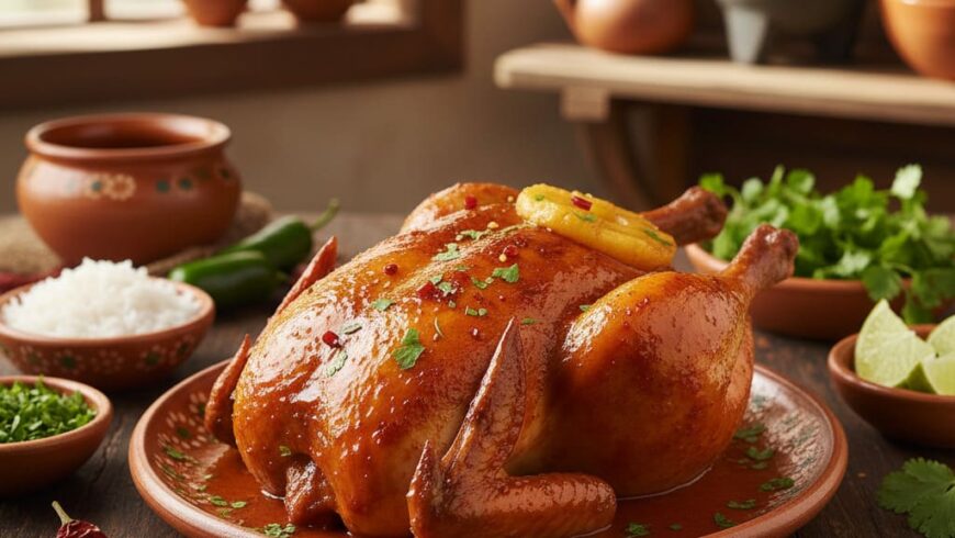 Pollo a la piña con chile guajillo